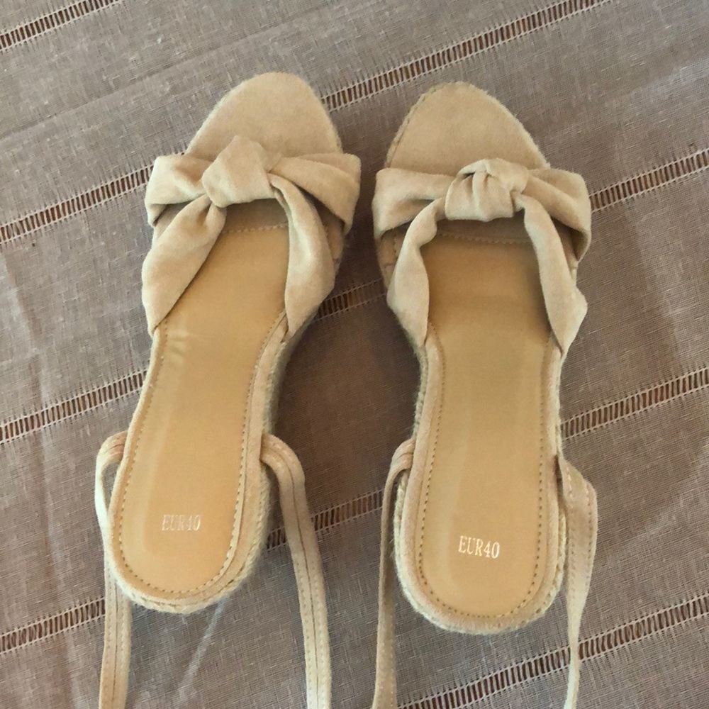 Strappy lace up wedges